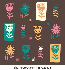 Scandinavian style. Seamless pattern with flowers. Textiles background. Wrapping.