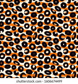 Scandinavian style seamless pattern. Modern geometric surface print. Spotted freehand brush texture. Handdrawn doodle contempopary wallpaper. Vector abstract background