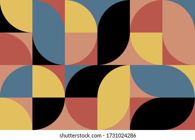 Scandinavian style seamless pattern. Simple geometric design with editable blocks. Retro vector background.