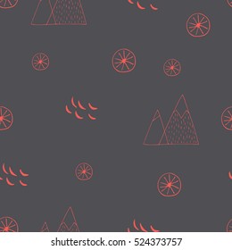 Scandinavian style seamless vector pattern. Holidays in mountains.