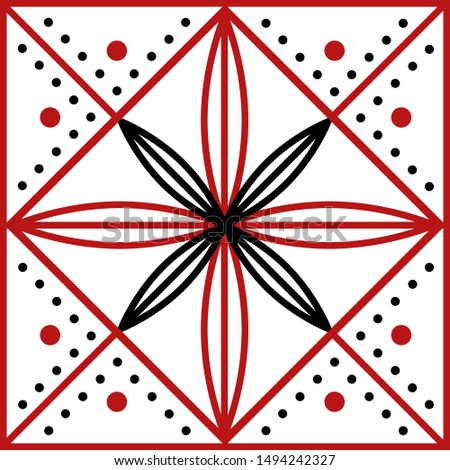 Scandinavian style. Simple graphic ethno pattern, with signs of Solaris. Pattern for embroidery on clothes. Can be used as a sample of tiles, printing on fabric, paper design, scrapbooking.