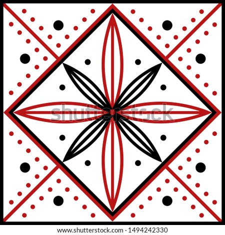 Scandinavian style. Simple graphic ethno pattern, with signs of Solaris. Pattern for embroidery on clothes. Can be used as a sample of tiles, printing on fabric, paper design, scrapbooking.
