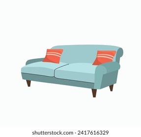 Scandinavian style sofa isolated. Vector flat style cartoon illustration