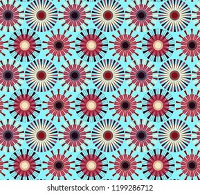 Scandinavian style stylized flakes seamless pattern in blue and brown shades