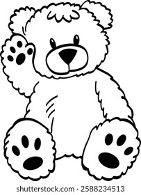 Scandinavian Style Teddy Bear Line Art. Minimalist and charming line drawing of a teddy bear. 