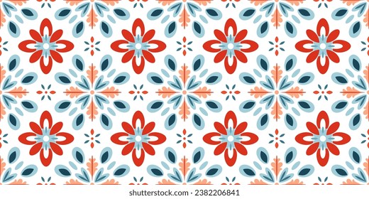 Scandinavian Style Tile. Ethnic Vector Seamless Floral Pattern. Abstract Square Geometric Swatch for Wrapping Paper
