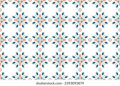 Tile De Estilo Escandinavo. Patrón floral sin foco de vectores étnicos. Resumen de la vista cuadrada de la decoración interior
