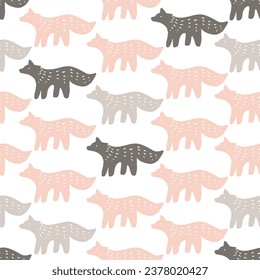 Scandinavian style wolf seamless pattern