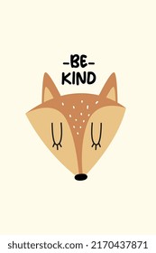 Scandinavian Stylish Cute Fox Head Poster for Nursery. Cute Scandinavian Fox Art Print Wall Decoration