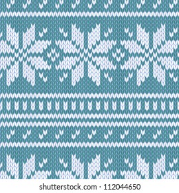 Scandinavian sweater seamless pattern in blue, vector