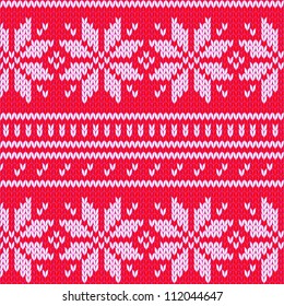 Scandinavian sweater seamless pattern in red, vector