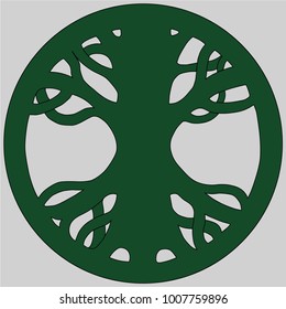 Scandinavian symbol of Norse Mythology. Symbol of belief of vikings. Old Norse symbol of mythical holy ash tree uniting the realms. Vector illustration.
