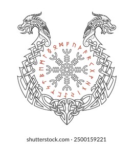 Scandinavian symbol with runes vector illustration