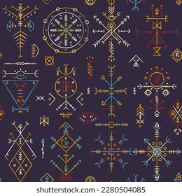 Scandinavian symbols. Colorful seamless pattern