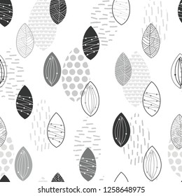 Scandinavian textured leaves pattern vector 