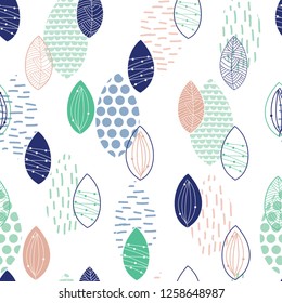 Scandinavian textured leaves pattern vector 