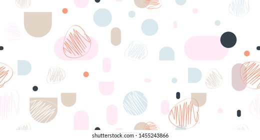 Scandinavian trendy pattern modern background different forms of pastel shades