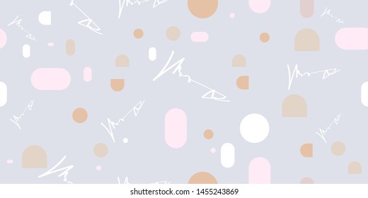 Scandinavian trendy pattern modern background different forms of pastel shades