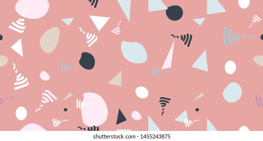 Scandinavian trendy pattern modern background different forms of pastel shades