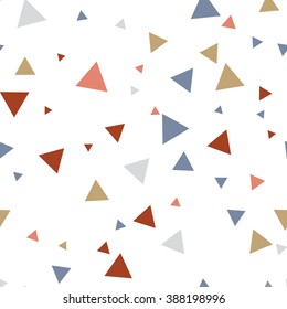Scandinavian triangles seamless pattern. Geometric texture background. Stock vector.
