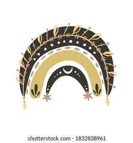 Scandinavian vector boho rainbow poster. Perfect for children room wall decor, textile and kids design. Hand drawn childish decorative trendy art.