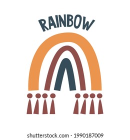 Scandinavian vector decor for nursery. Event greeting design element. Bold, isolated boho rainbow.