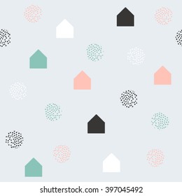 fondo escandinavo de impresión vectorial. patrón de casa
