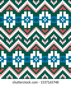 Scandinavian vector seamless pattern in knitting style . Pixel effect. 