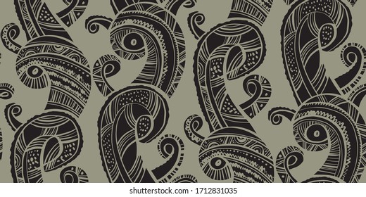 Scandinavian vibes tribal waves seamless pattern for background, fabric, textile, wrap, surface, web and print design. Decorative geometric viking inspired wallpaper rapport.