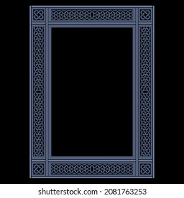 Scandinavian Viking design. Frame in Ancient Celtic Scandinavian style, isolated on black, vector illustration