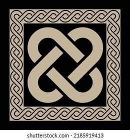 Scandinavian Viking design. Frame in Ancient Celtic Scandinavian style, isolated on black, vector illustration