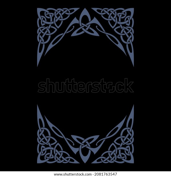 Scandinavian Viking design.\
Frame in Ancient Celtic Scandinavian style, isolated on black,\
vector\
illustration