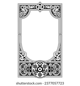 Scandinavian Viking design. Hand drawn frame in Ancient Celtic Scandinavian style, isolated on white, vector illustration