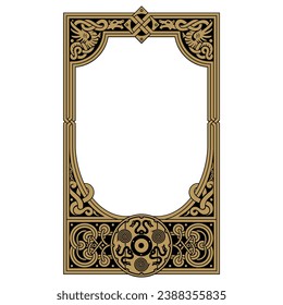 Scandinavian Viking design. Hand drawn frame in Ancient Celtic Scandinavian style, isolated on white, vector illustration