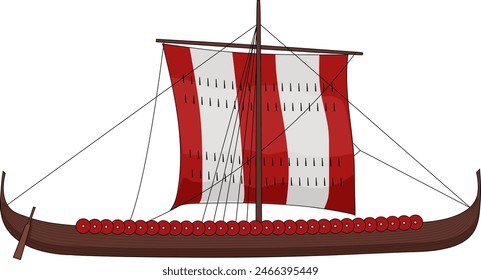 Scandinavian, Viking, Norman or Anglo-Saxon Longship or Drakkar, EPS 10 Vector Illustration