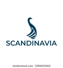 Scandinavian Viking Ship Silhouette Logo or Icon