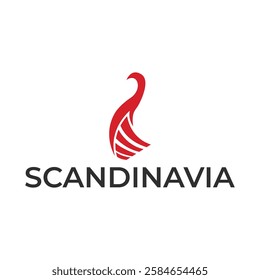 Scandinavian Viking Ship Silhouette Logo or Icon