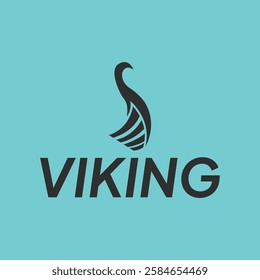 Scandinavian Viking Ship Silhouette Logo or Icon