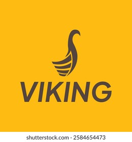 Scandinavian Viking Ship Silhouette Logo or Icon