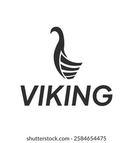 Scandinavian Viking Ship Silhouette Logo or Icon