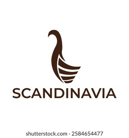 Scandinavian Viking Ship Silhouette Logo or Icon