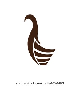 Scandinavian Viking Ship Silhouette Logo or Icon