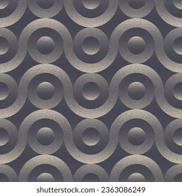 Scandinavian Viking Traditional Seamless Pattern Vector Dotwork Abstraction. Circles And Wavy Lines Classical Medieval Ornament Design Abstract Background. Half Tone Art Repetitive Pale Grey Wallpaper