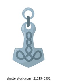 Scandinavian vikings culture composition with isolated image of silver pendant with ornament vector illustration
