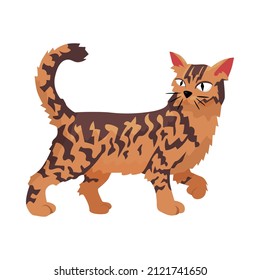 Scandinavian vikings culture composition with isolated image of domesticated wild cat with spiky hair vector illustration