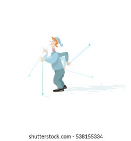 Scandinavian walking. Character of the man.