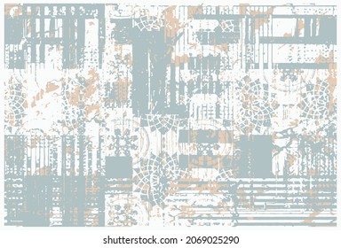 Scandinavian wall art retro prints set line drawing with abstract geometric shapes and textures. Design painting for cover, canvas wallpaper, scarf, curtain, rug, wall poster