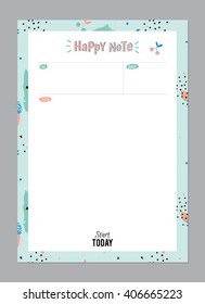Scandinavian Weekly and Daily Planner Template. Organizer and Schedule with Notes and To Do List. Vector. Isolated. Trendy Holiday Summer Concept with Graphic Design Elements