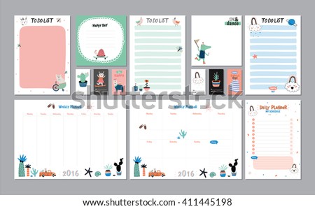scandinavian weekly daily planner template organizer のベクター画像