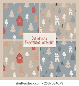 Scandinavian Winter landscape hygge pattern for print, for wrapping paper